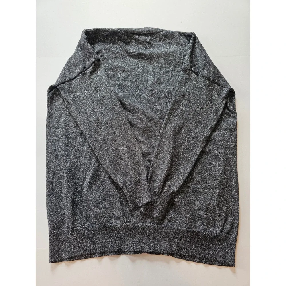 Umgee Cardigan Sweater Womens M L‎ Gray Metallic Shimmer Button Front Cozy